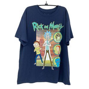 Rick and Morty Character Navy Short Sleeve T-Shirt - L